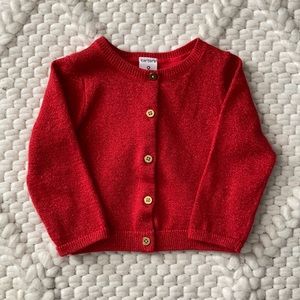 9 mos red cardigan w/shimmer